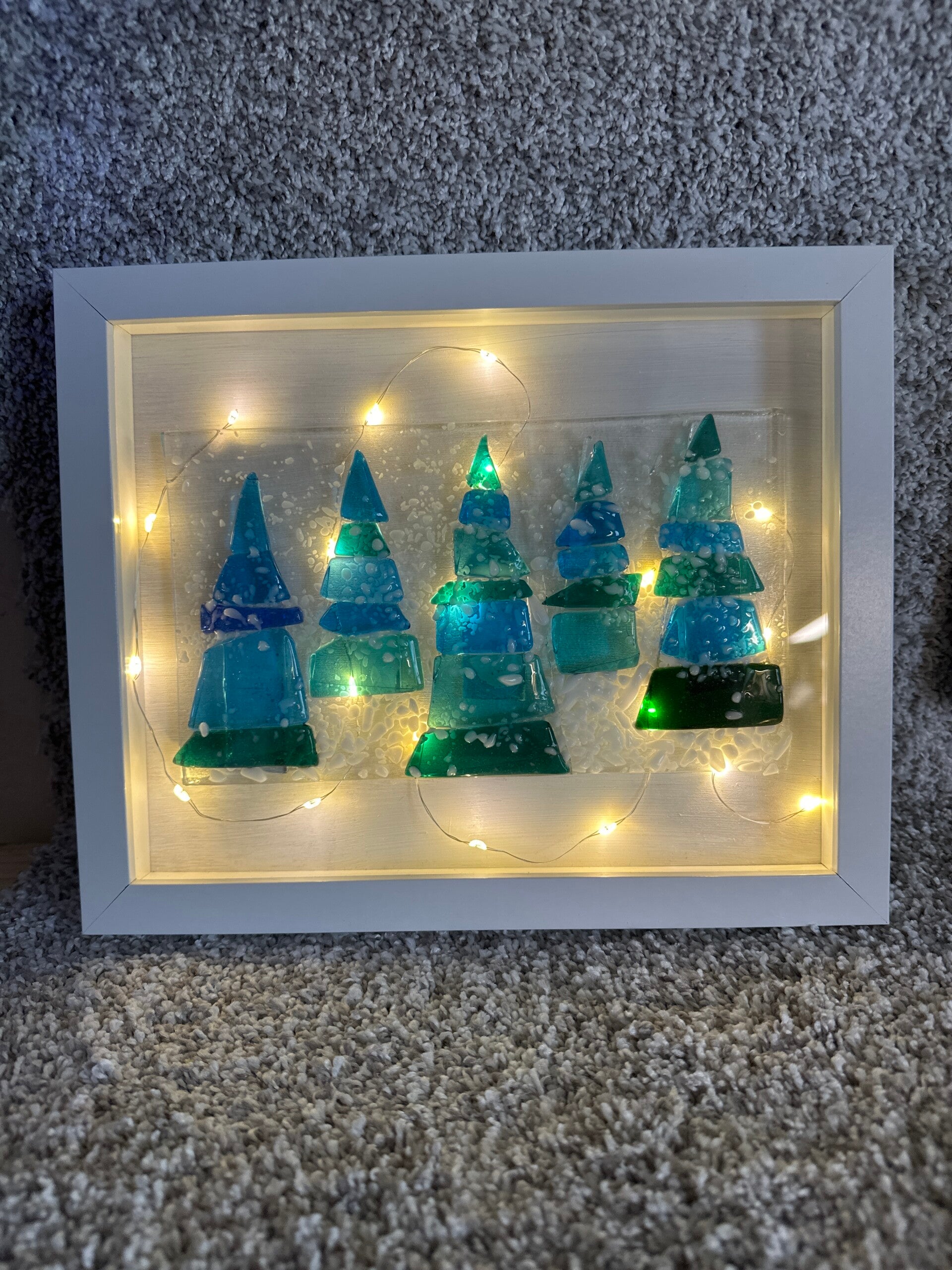 Blue Funky Tree Shadow Box