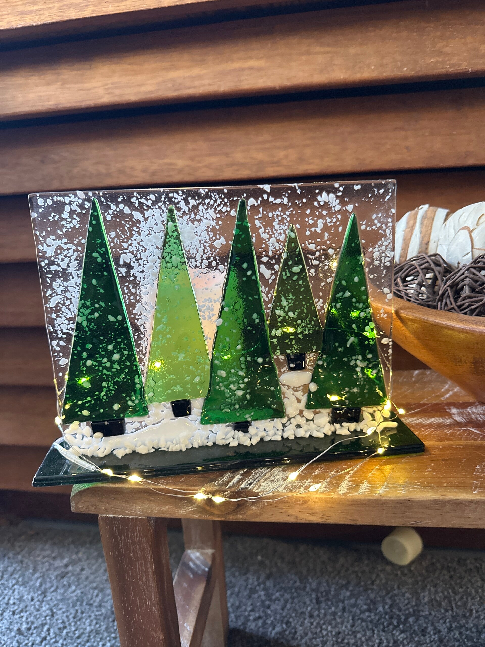 Green tree panel on stand