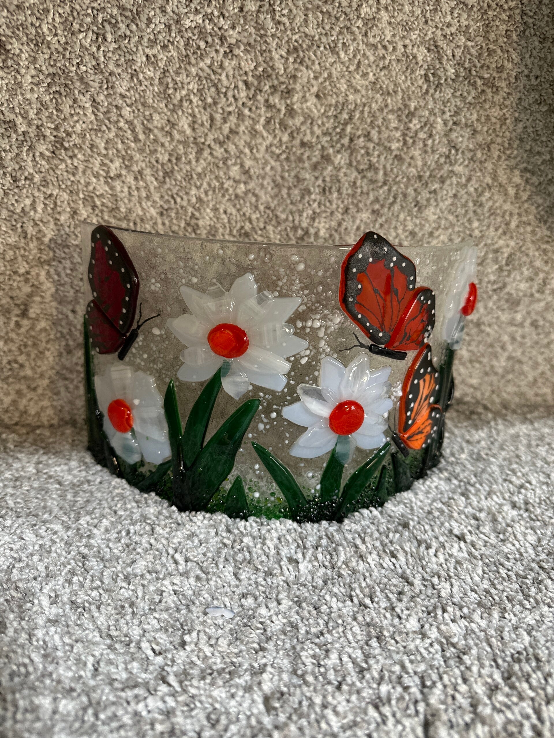 Curved Flowers with Butterflies Panel