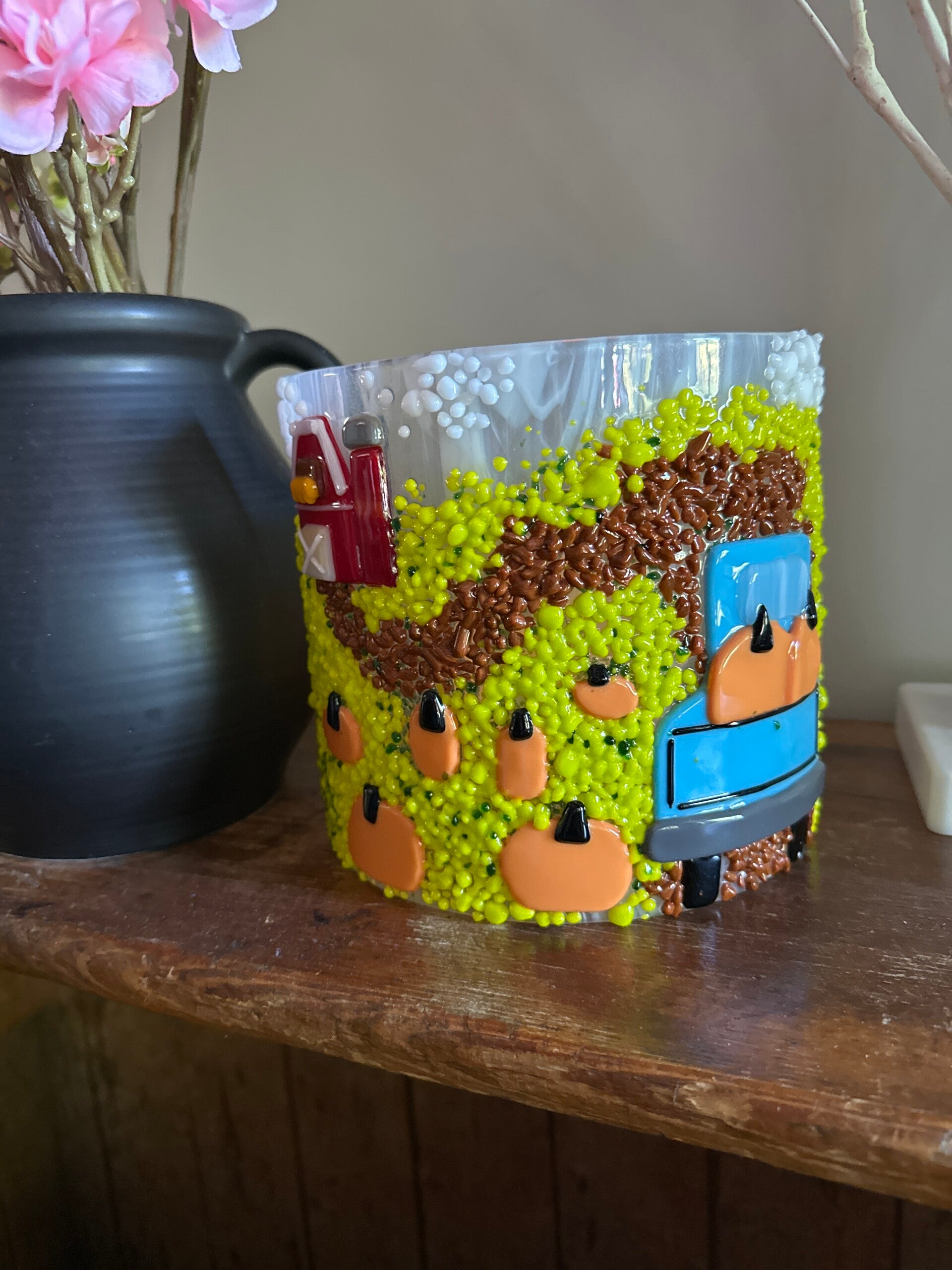 Curved Blue Truck on the Farm Panel