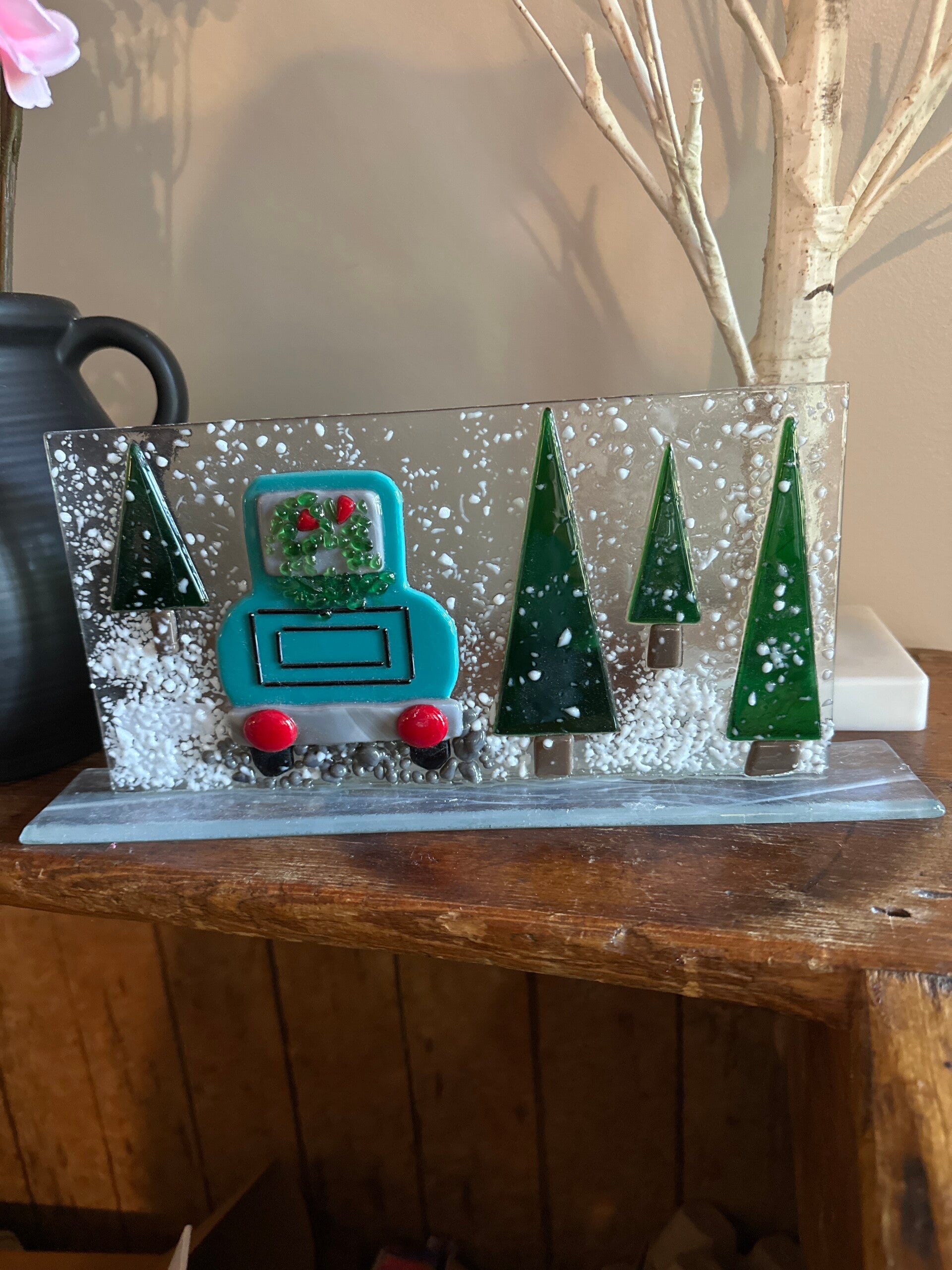 Blue Truck with Trees Panel