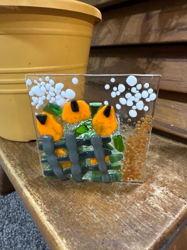 Pumpkins on Fence Tea Light