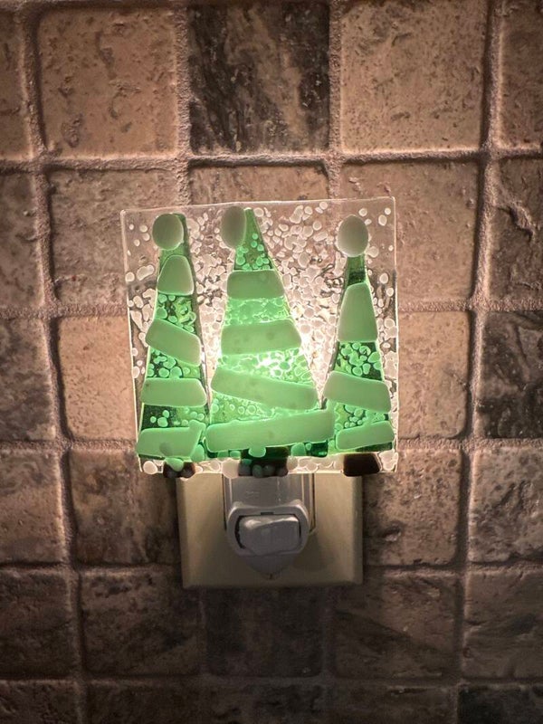 Green Trees with Snow Nightlight