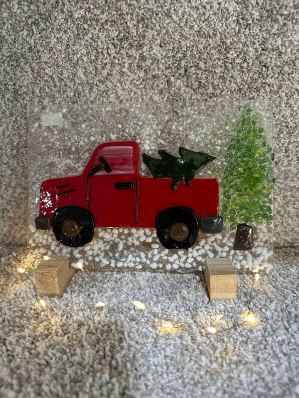 Red Truck with Tree Panel