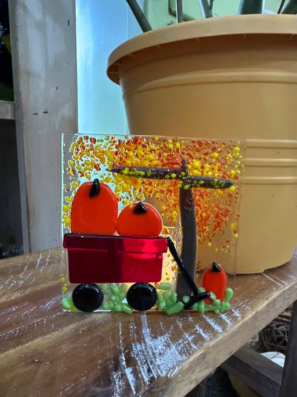 Wagon with pumpkin