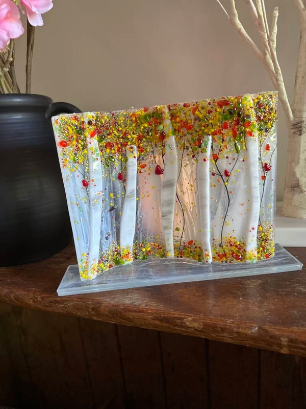 Fall birch tree scene occur panel