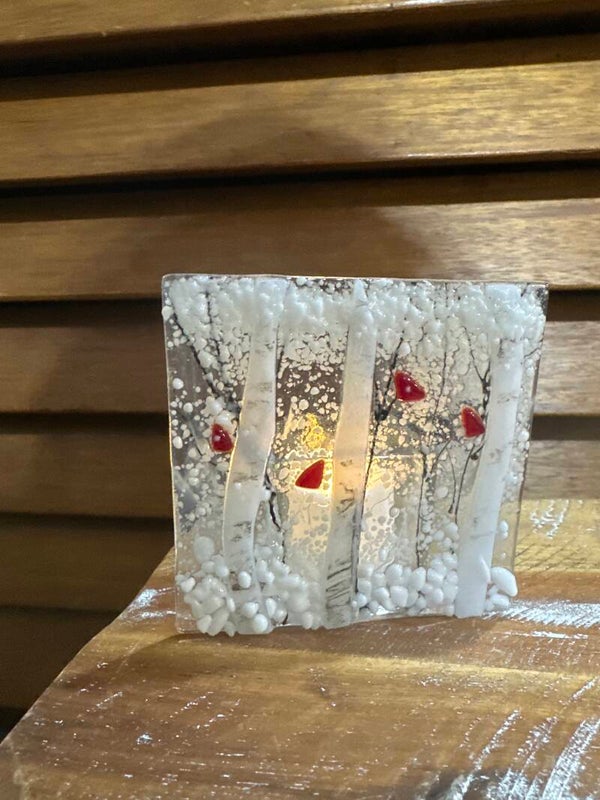 Birch/Cardinal Winter Tea Lights