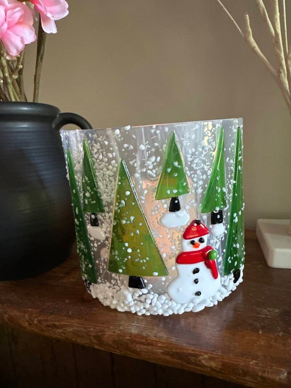 Curved Snowman in the Woods Panel