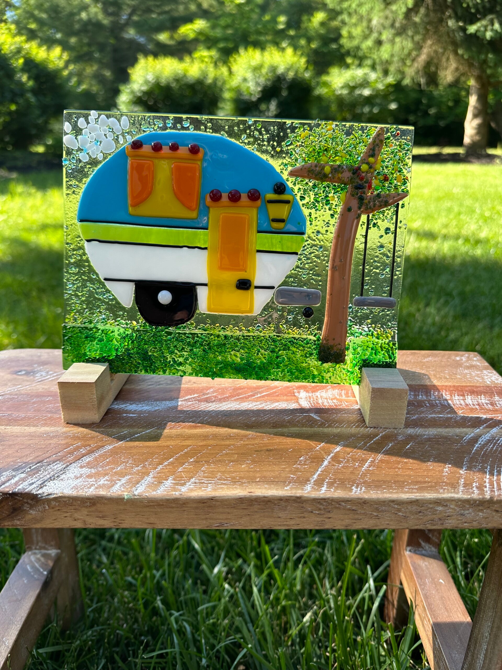 Camper Fused Glass Panel