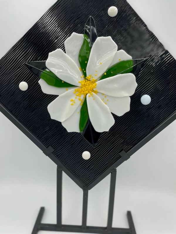 Magnolia Fused Glass with stand