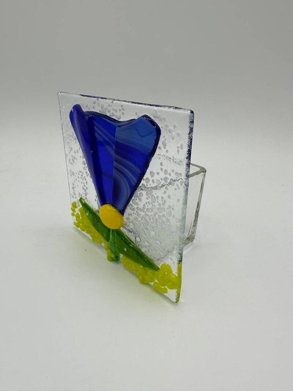 Dark blue flower, candle holder