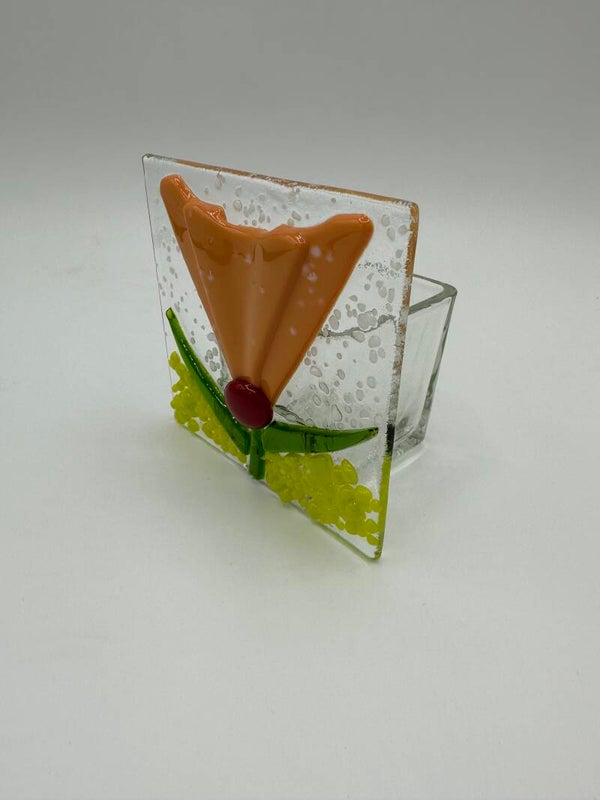 Orange flower candleholder