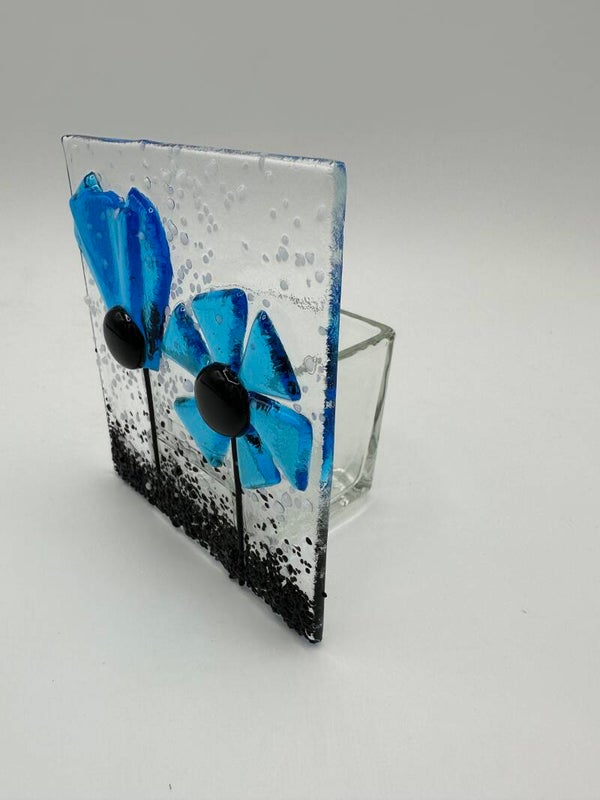 Light blue flower tea light