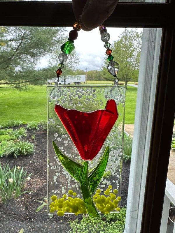 Red flower sun catcher