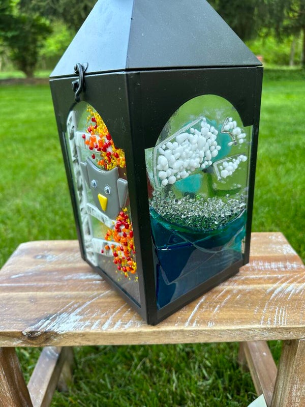 Seasonal fused glass panels