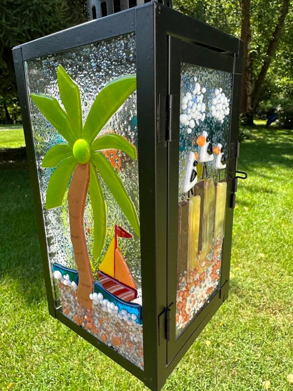 Ocean fused glass scenes