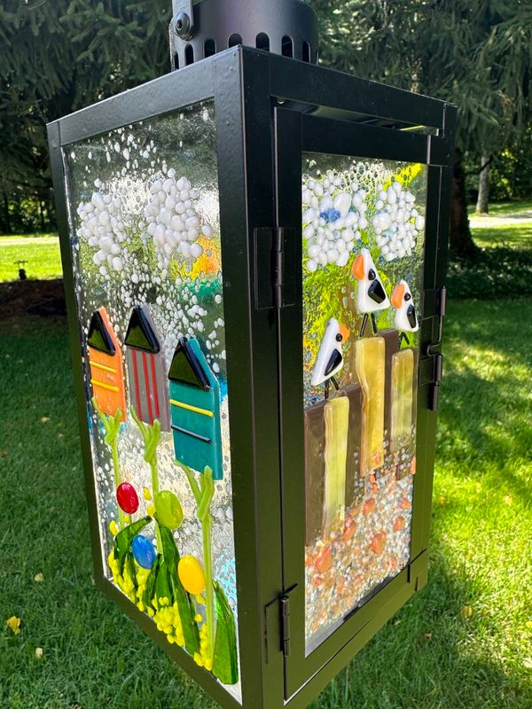 Ocean fused glass scene