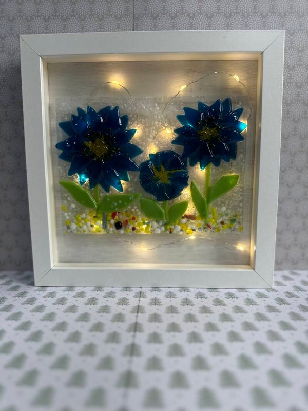 Blue Flowers Shadow Box