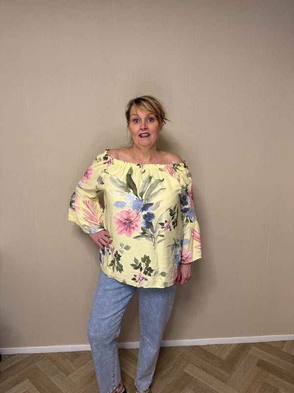 Bloemen blouse geel