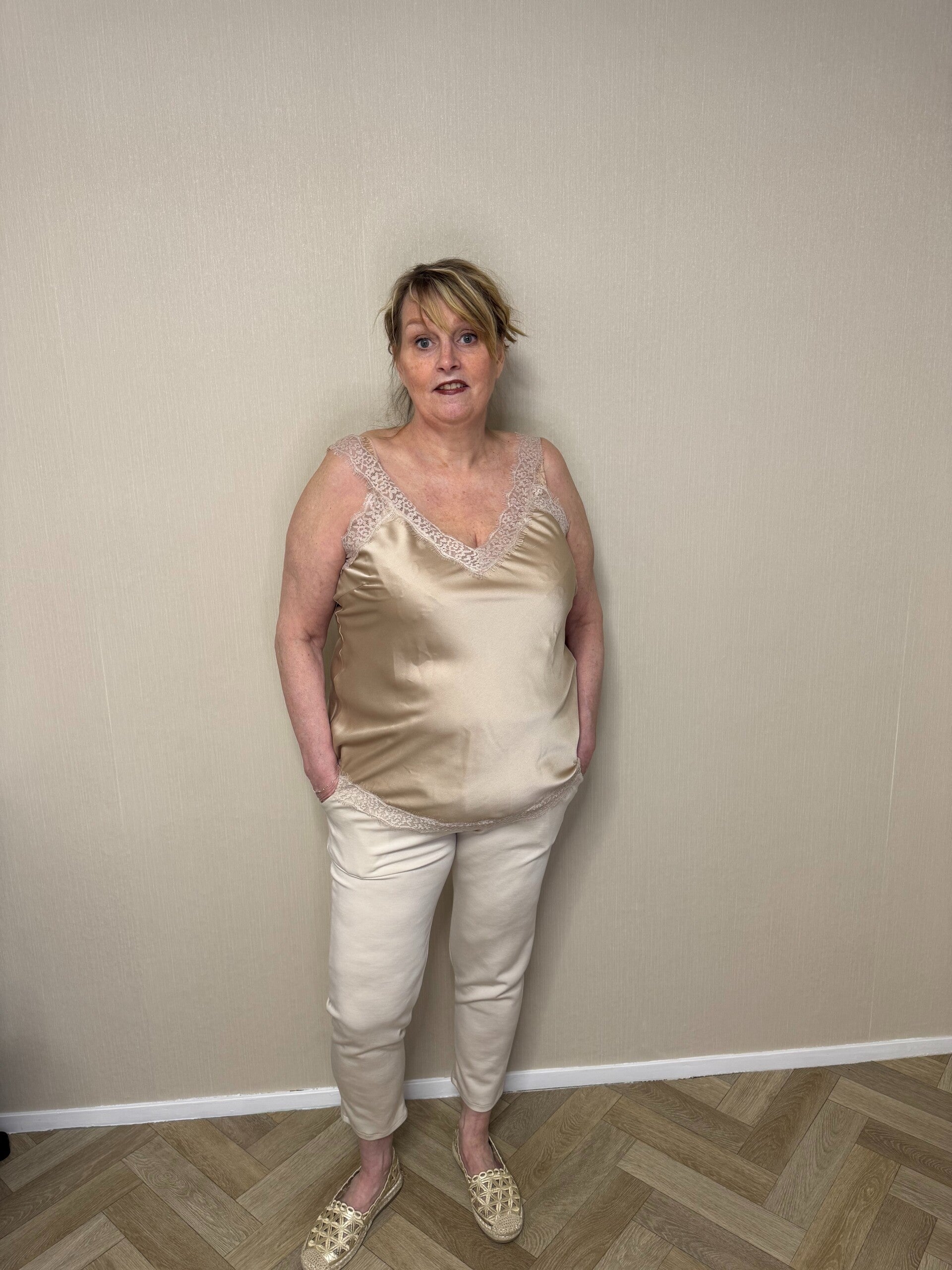 Satin top in Sand