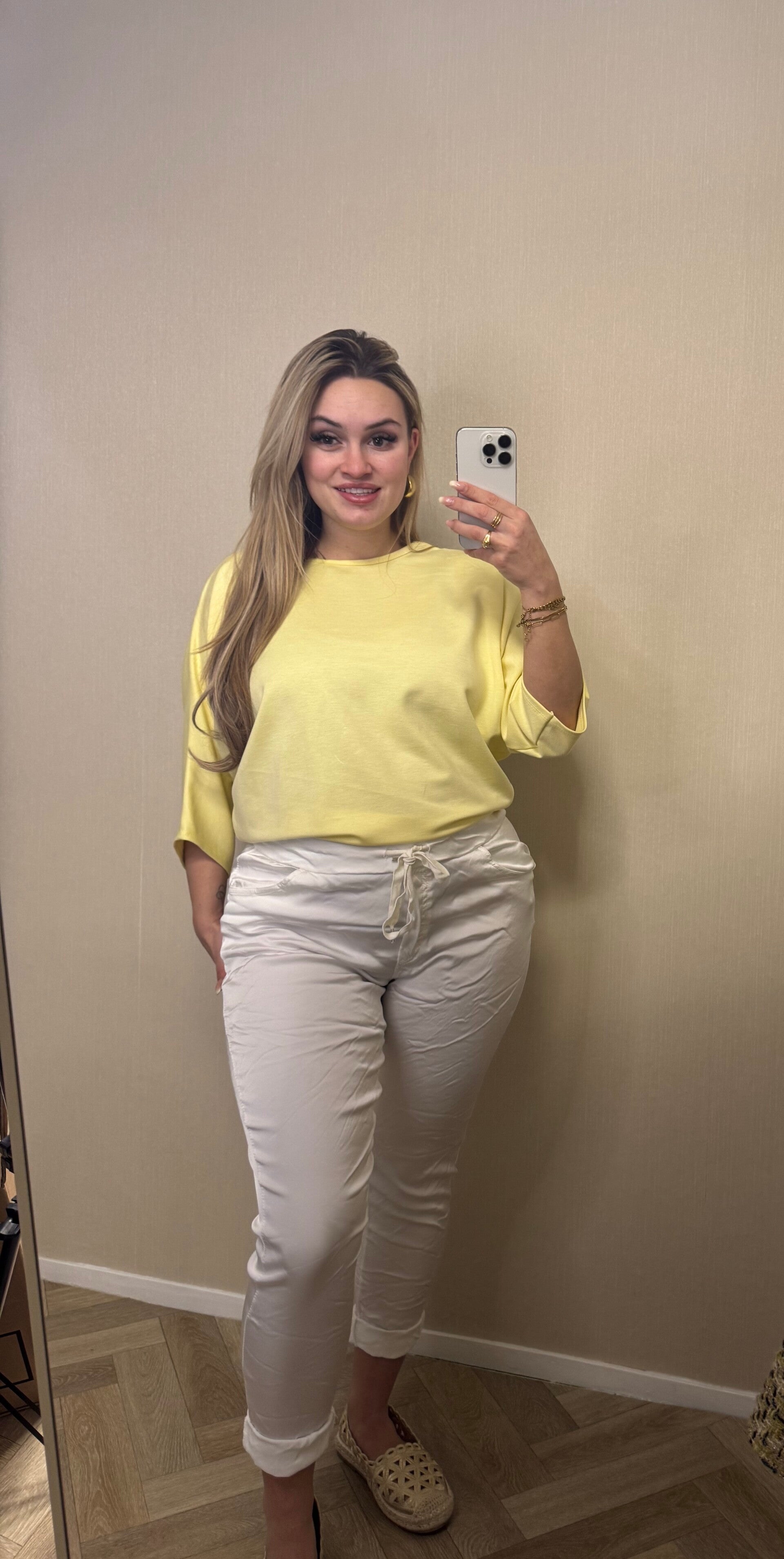 Broek Shiny wit