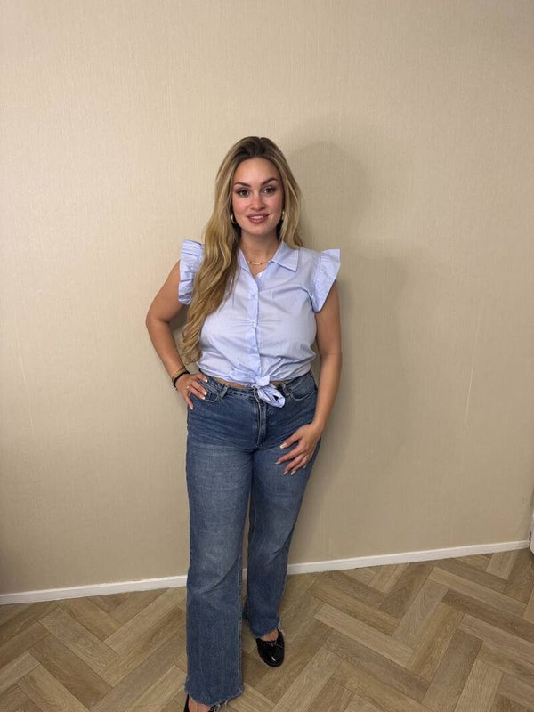 Top Ruffle blauw
