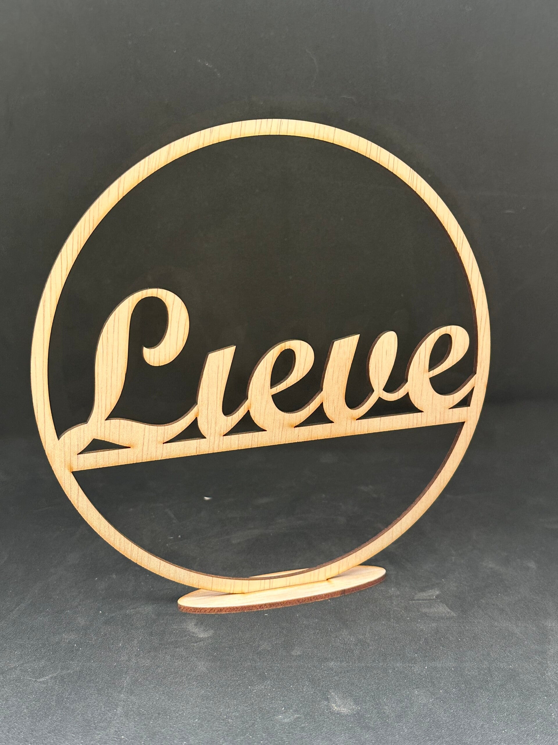 Houten naamring met standaard 190mm of 290mm – gepersonaliseerde decoratie