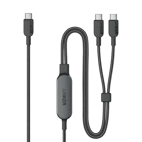 Anker 2-in-1 USB-C to USB-C Cable (4 ft, 140W, Braided）
