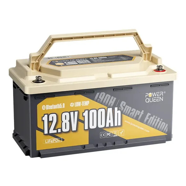 Batterie❄️ LiFePO4 12V 100Ah 190H de Power Queen avec Bluetooth 5.0 Intelligent