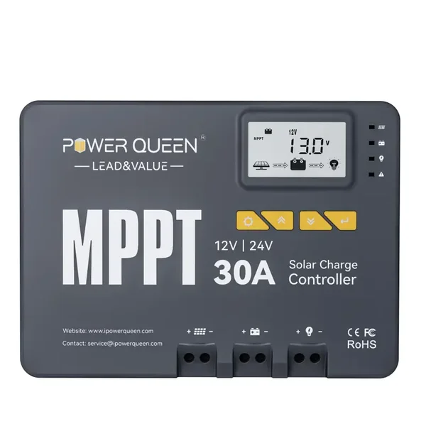 Régulateur MPPT 12/24V 30A , Panneau Solaire avec Bluetooth