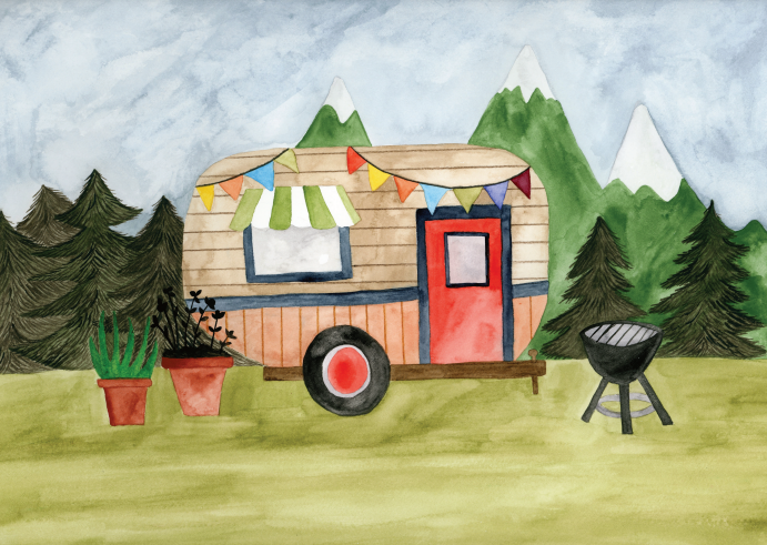 Kaartje: Vrolijke caravan