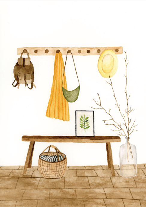 Kaartje: Kapstok en bankje