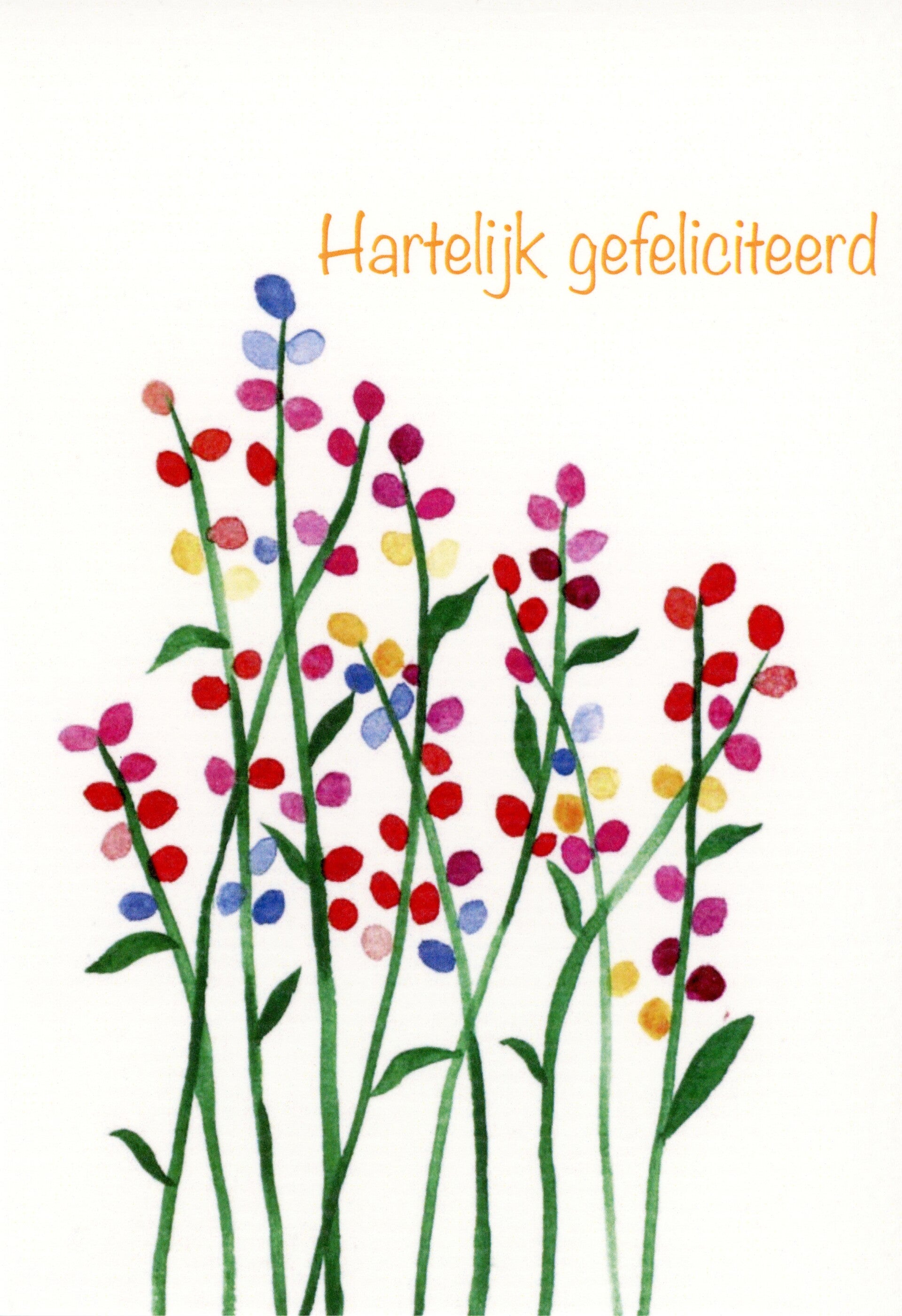 Kaartje: Bloemen, Hartelijk gefeliciteerd