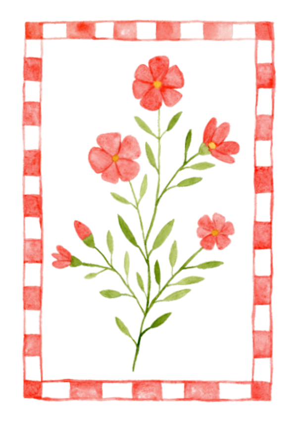 Kaart: Bloemen en ruitjes