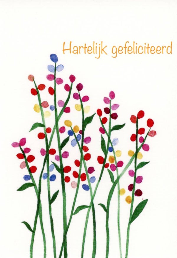 Kaartje: Bloemen, Hartelijk gefeliciteerd