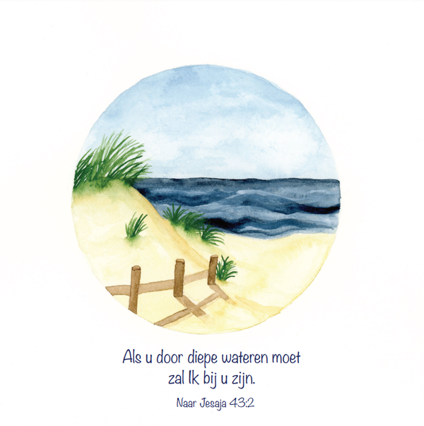 Kaartje: Strand met de zee