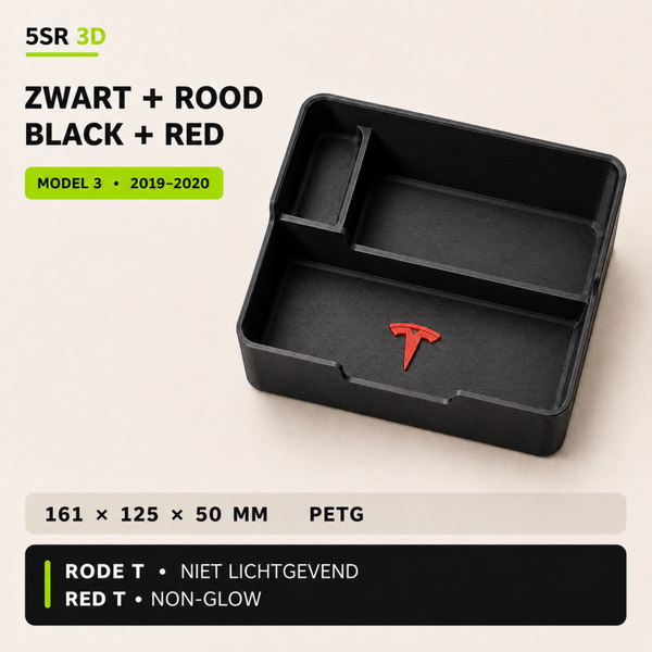 Middenconsole-organizer / Center Console Organizer – Tesla Model 3 2019–2020 (oude/original middenconsole)