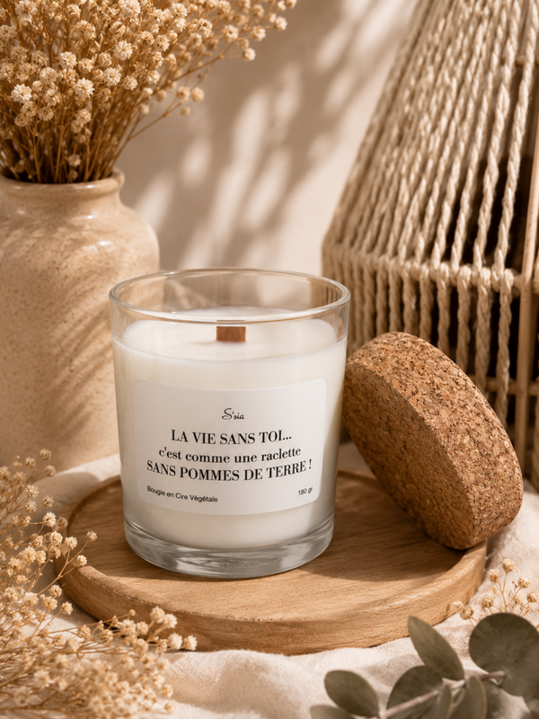Bougie Message "La Vie sans toi..." Pain d'épices
