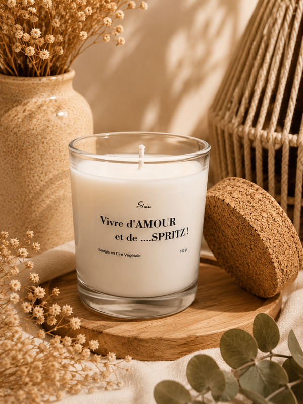 Bougie "Vivre d'amour et de .... Spritz"
