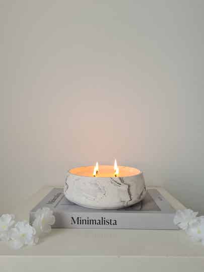 Marble bowl candle
