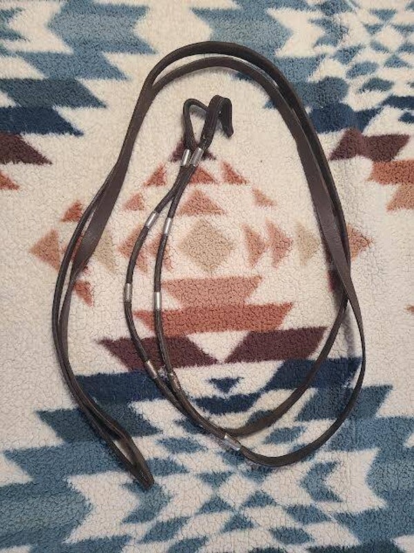 Black Leather Split reins with Metal accents