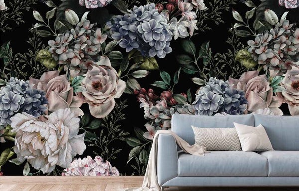 1943 - Bouquet Floral sur Fond Noir