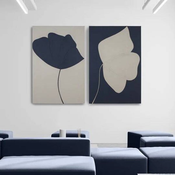 MURALE Pavot Marine & Beige