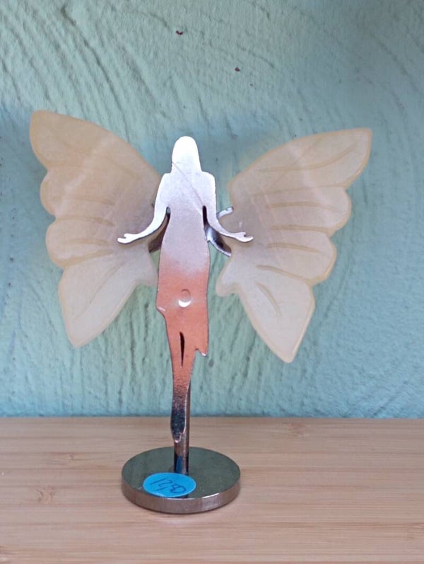 Gele calciet vlinder vrouw 7cm