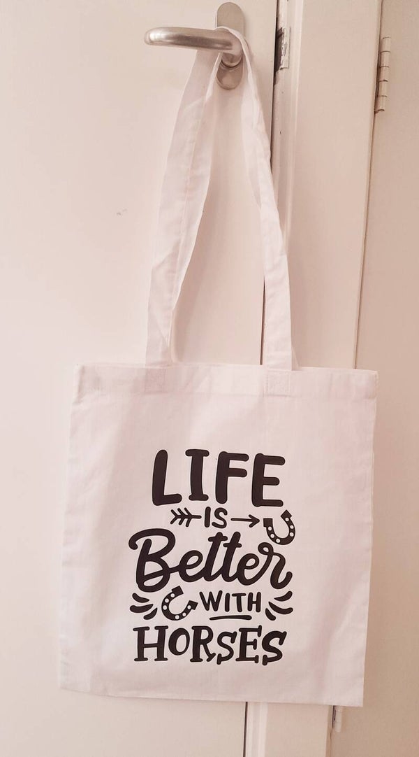 Tote-bag "Life is better with horses"