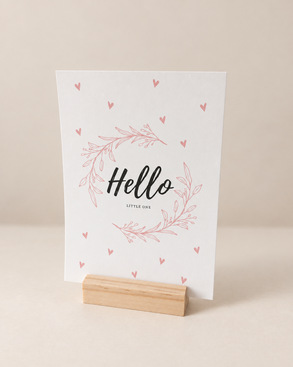 Geboortekaart  – Hello Little One roze