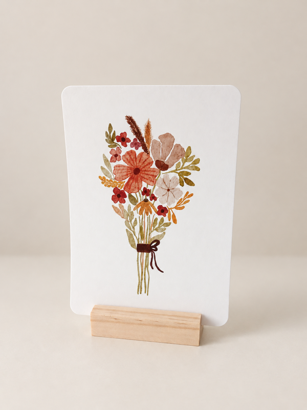 Blanco wenskaart – Bloemenboeket in aquarelstijl
