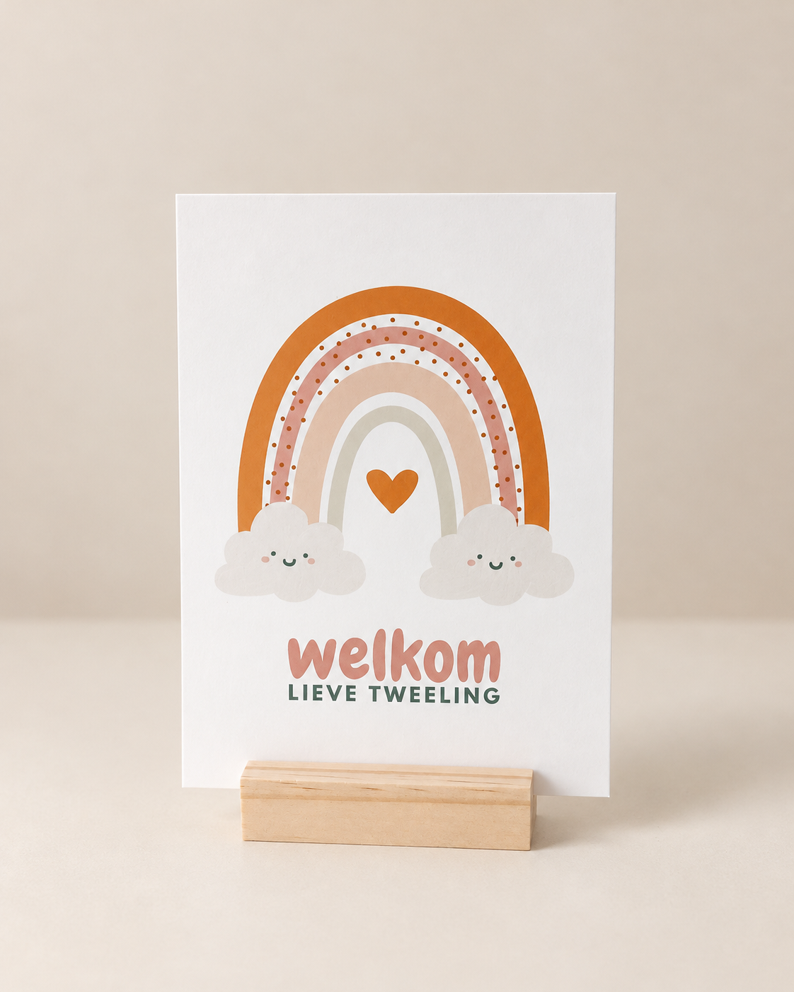 Geboortekaart tweeling - Terracotta