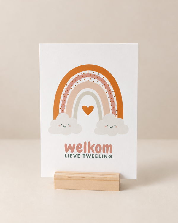 Geboortekaart tweeling - Terracotta
