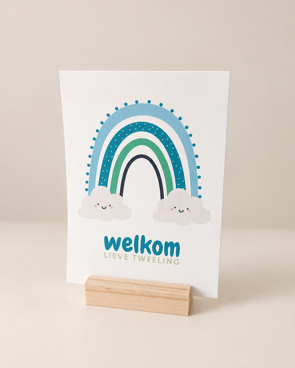 Geboortekaart tweeling – Blauw/groen